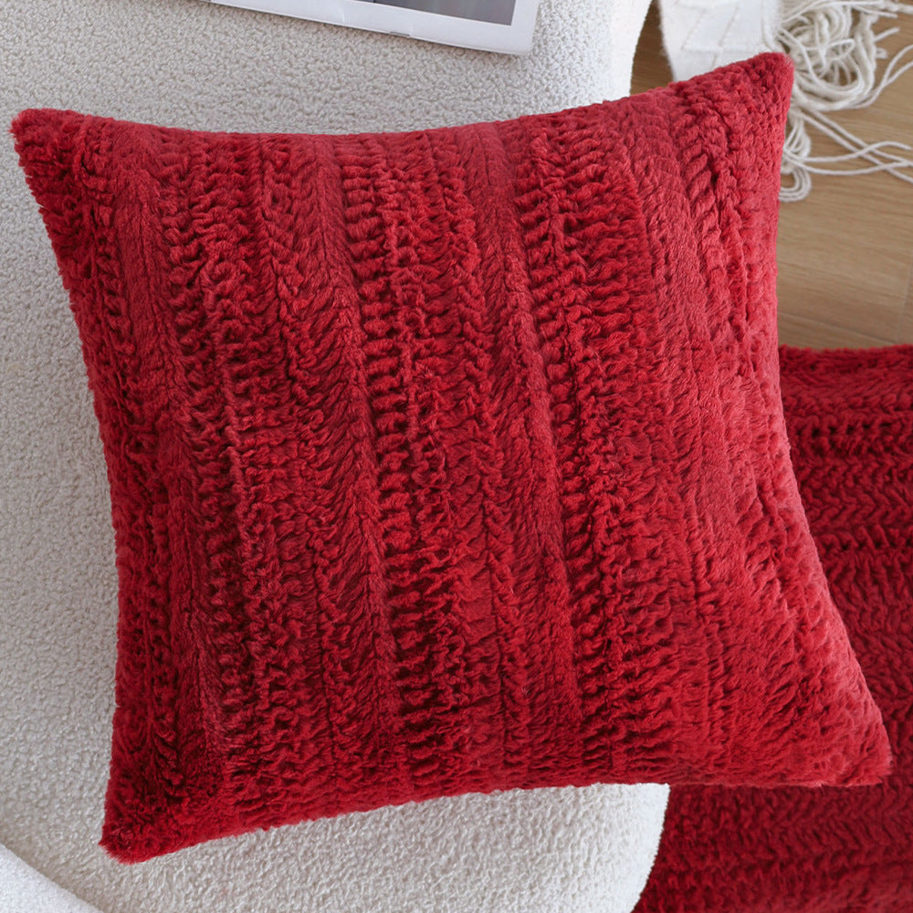 Rectangular decorative cushion with bouclé relief and tassels Stornfield