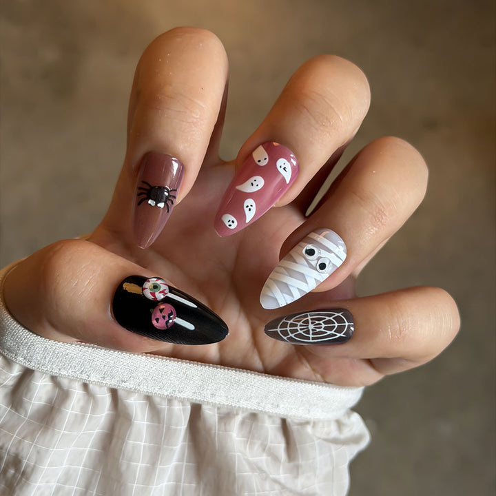 Whimsical Halloween-Themed Press-On Nail Set Stornfield