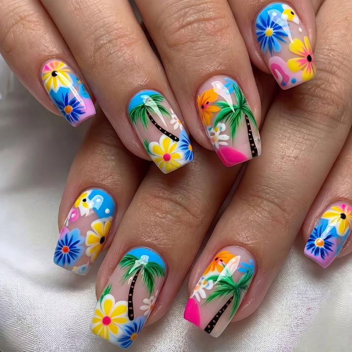 Artificial nails in tropical flower design Stornfield