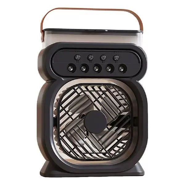 Unisex universal size portable rechargeable evaporative desktop air cooler and fan with leather carrying handle Stornfield