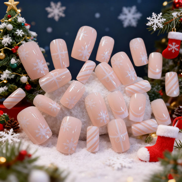 Elegant Holiday-Themed Acrylic Nail Art Enhancements Stornfield