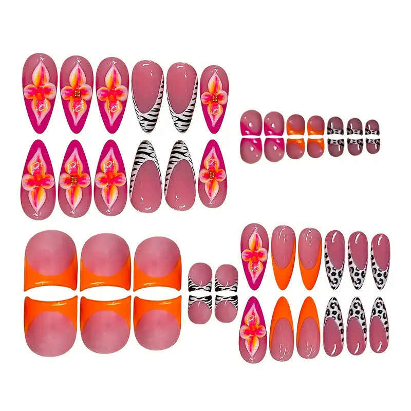 Artistic Floral and Abstract Press-On Nail Set Stornfield