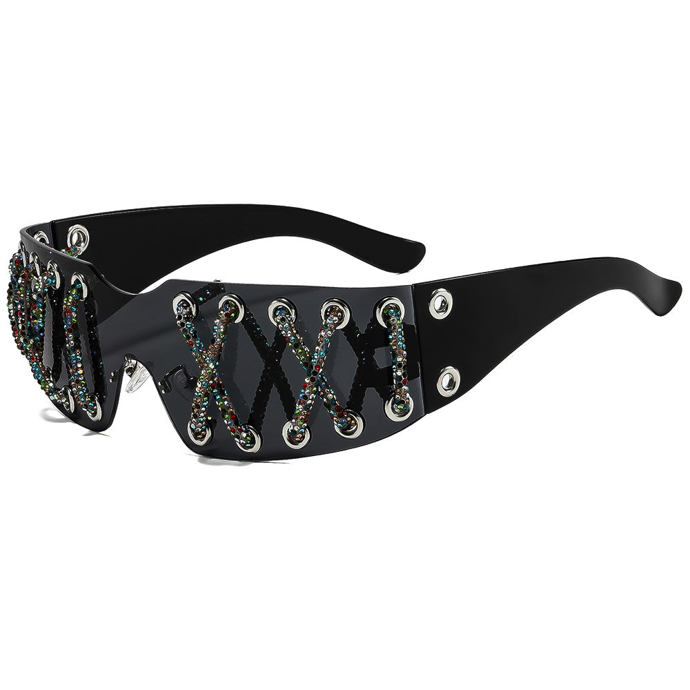 Women futuristic design sunglasses with unique decor Stornfield
