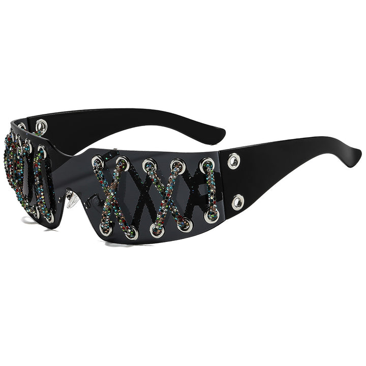 Women futuristic design sunglasses with unique decor Stornfield
