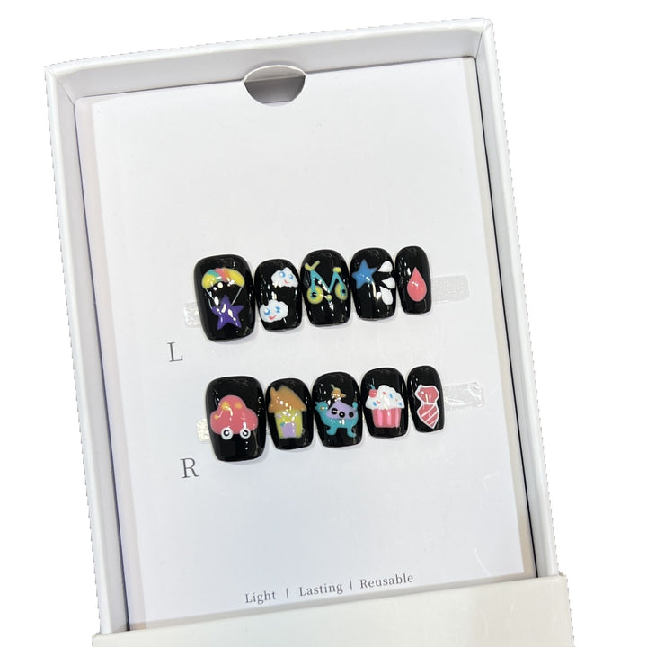 Whimsical Cartoon-Themed Press-On Nail Set Stornfield