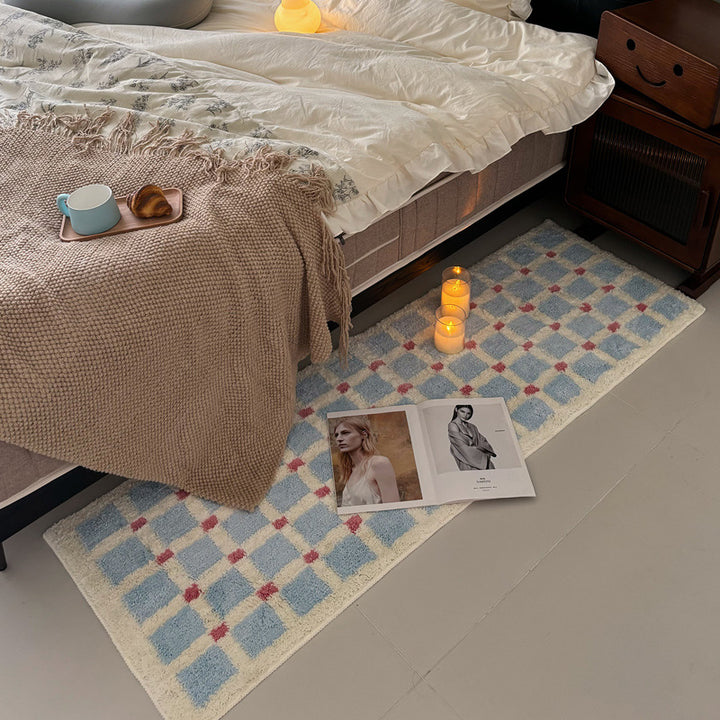 Plush Checkered Bath Runner