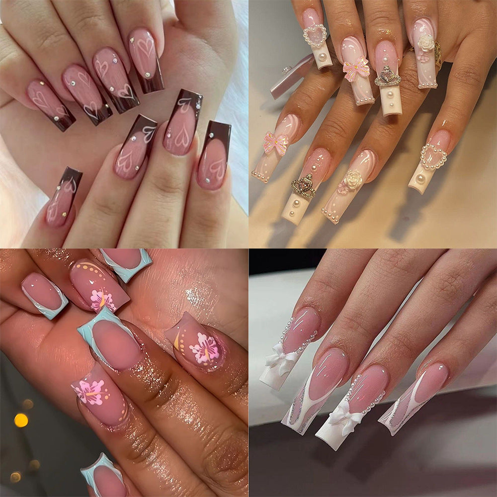Nail art set with floral patterns and ombre effects Stornfield