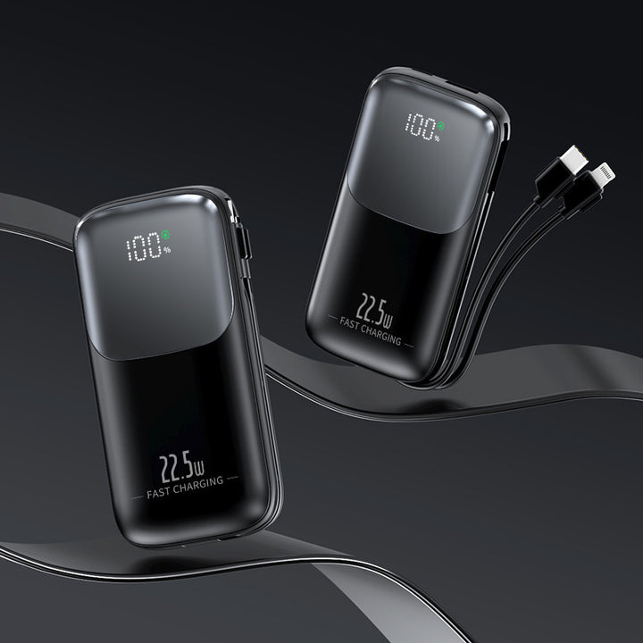High-performance power bank with intelligent charge indicator and integrated cable Stornfield