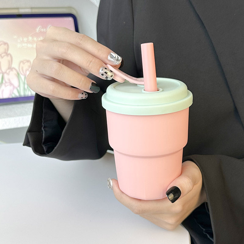 Women's Reusable Drinking Cup with Integrated Straw and Secure Closure Stornfield