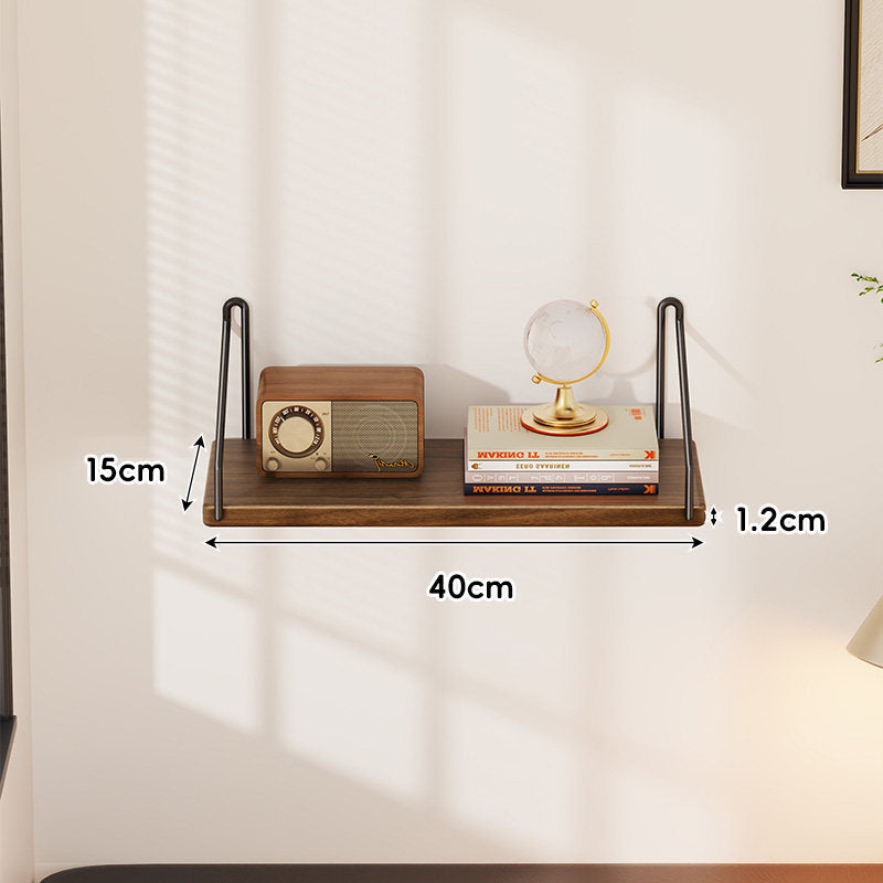 Compact Wall-Mounted Floating Shelf with Slim Metal Side Brackets