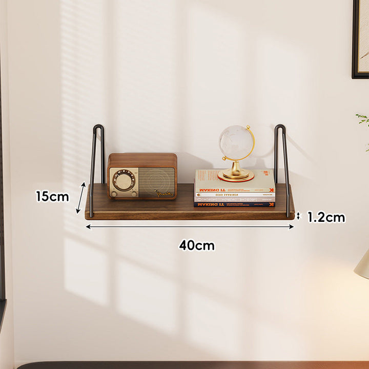 Compact Wall-Mounted Floating Shelf with Slim Metal Side Brackets