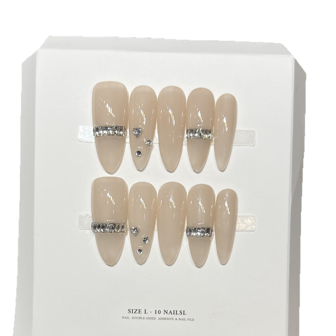Elegant Stiletto Press-On Nail Set with Diamond Accents Stornfield