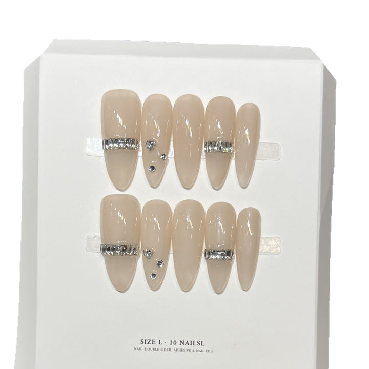Elegant Stiletto Press-On Nail Set with Diamond Accents Stornfield