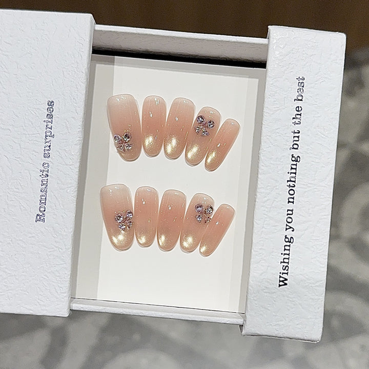 Elegant artificial nails with glitter and floral design Stornfield