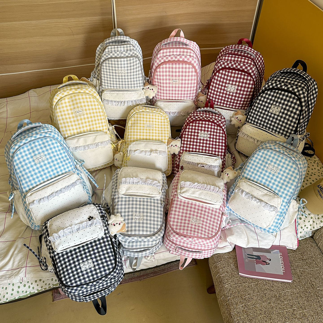Playful Gingham Patterned School Backpack Stornfield