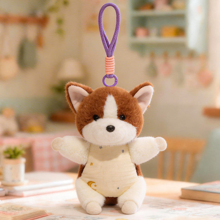 Plush Woodland Puppy Bag Charm with Elastic Loop and Soft Fabric Bodysuit Stornfield