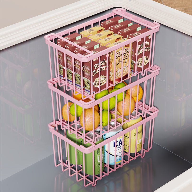 Wire Refrigerator Can Organizer Basket with Slide Handles