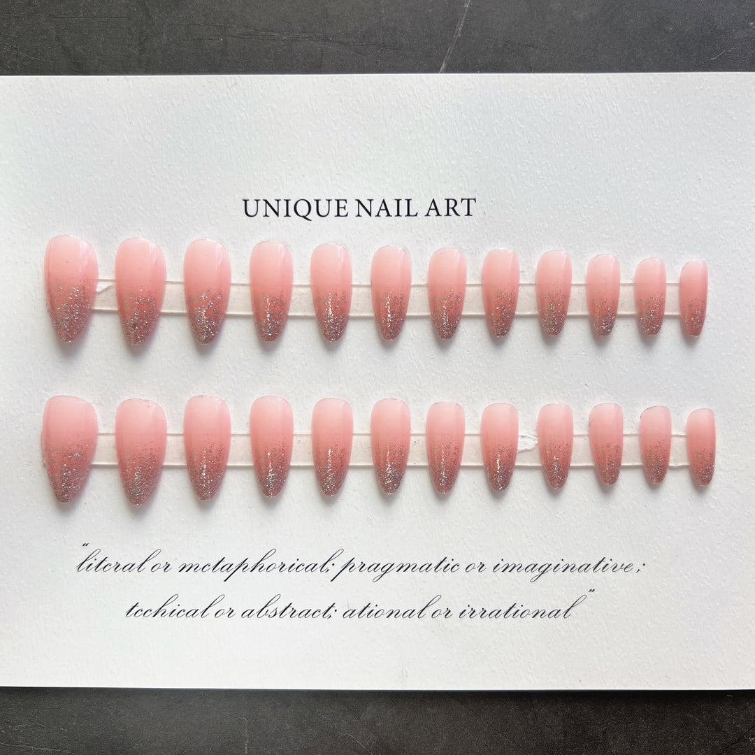 Elegant Stiletto Press-On Nail Set with Glitter Ombre Tips