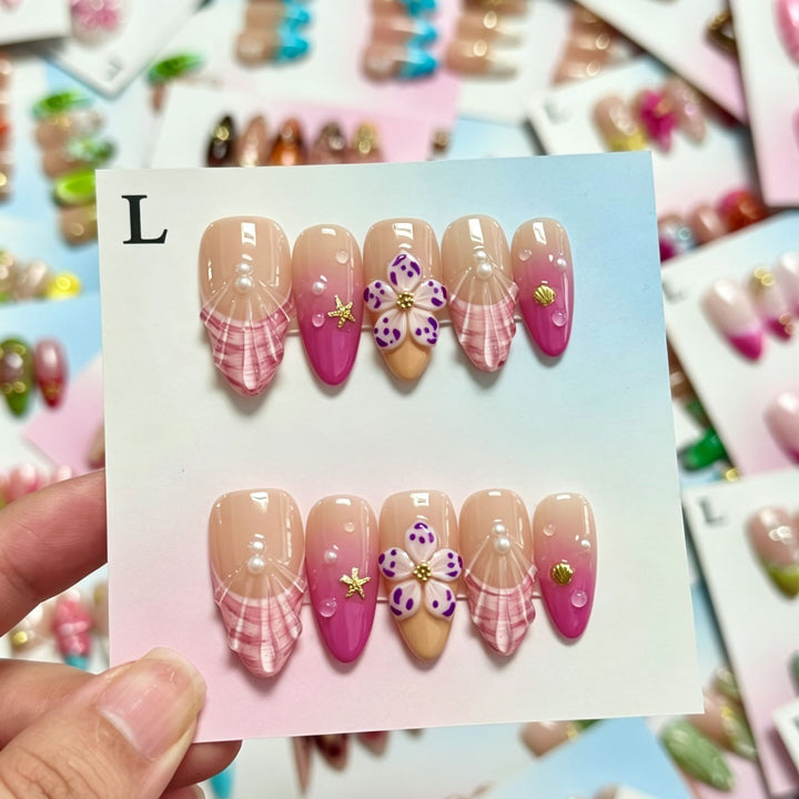 Handmade Floral Design Press-On Nails Set
