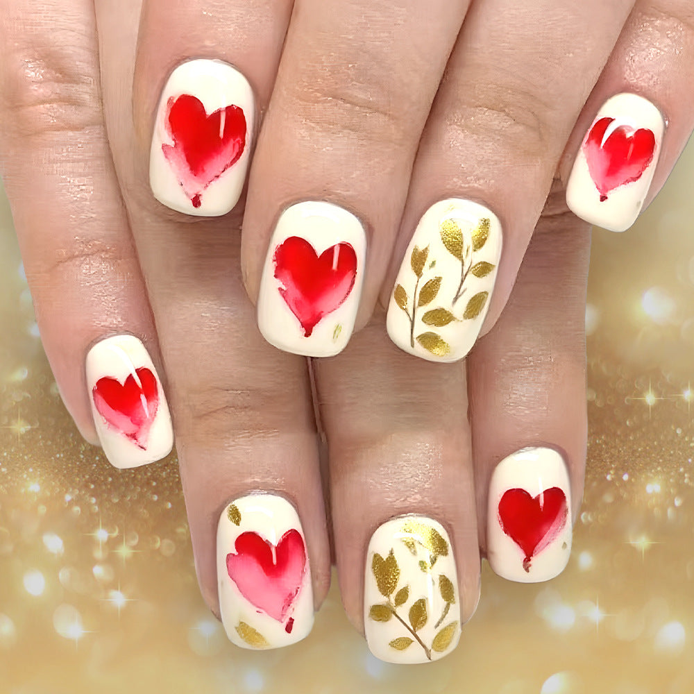 Romantic Heart-Designed Press-On Nail Art Set Stornfield