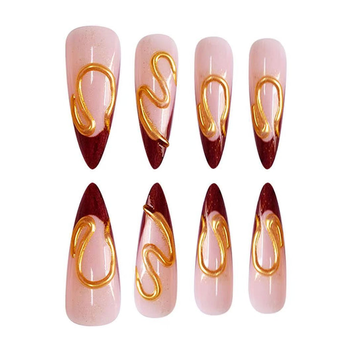 Artistic Stiletto Nail Extensions with Abstract Design Stornfield