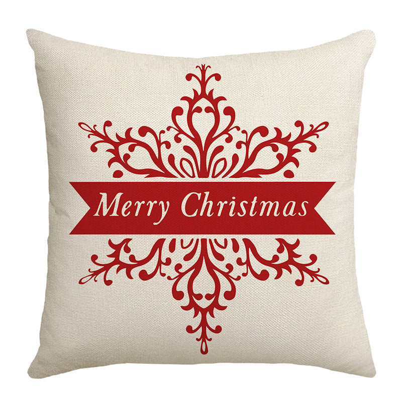 Seasonal Christmas Throw Pillow Cover with 'Let It Snow' Script and Snowflake Print