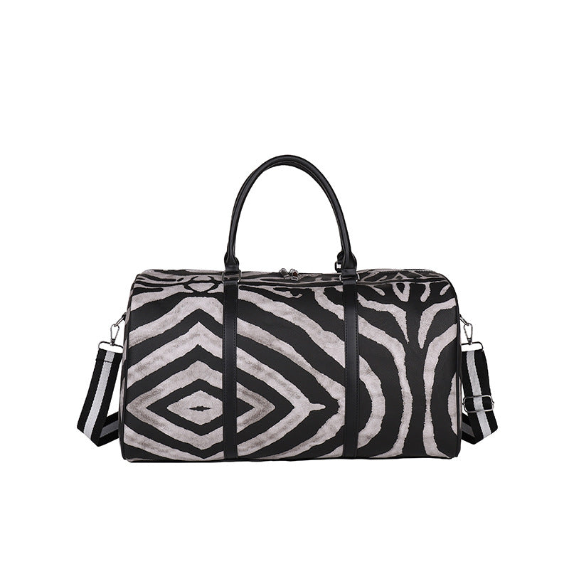 Sporty travel bag in trendy zebra pattern Stornfield