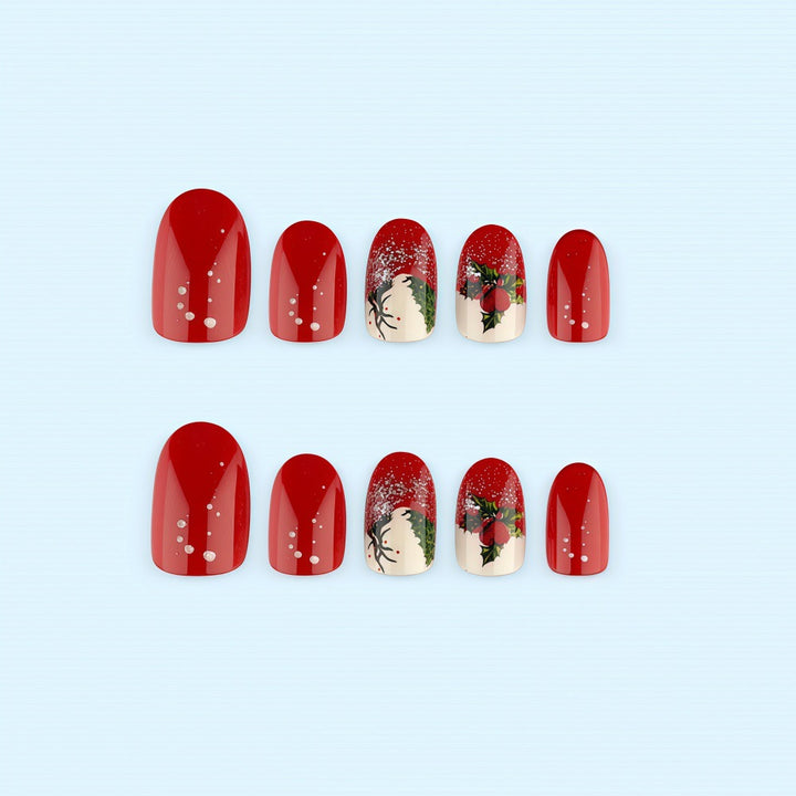 Christmas art nails with festive glitter pattern and Christmas motifs Stornfield