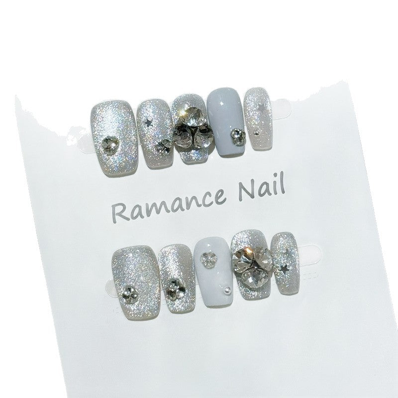 Glamorous Rhinestone-Embellished Press-On Nail Art Stornfield
