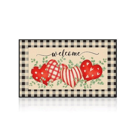 Heart-Themed Decorative Welcome Mat Stornfield