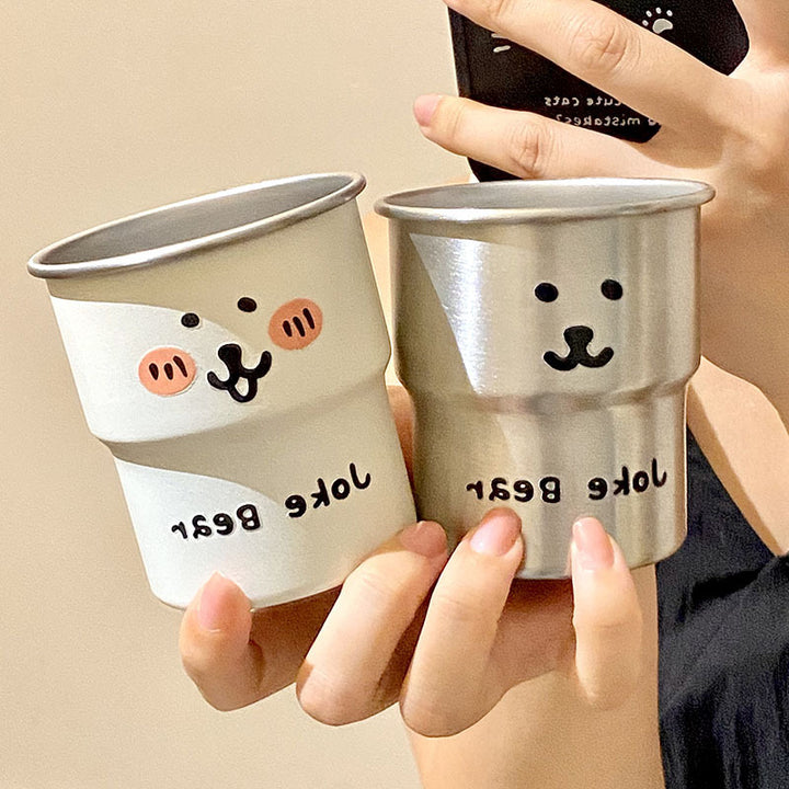 Stainless Steel Drinking Cup with Humorous Bear Motif Stornfield