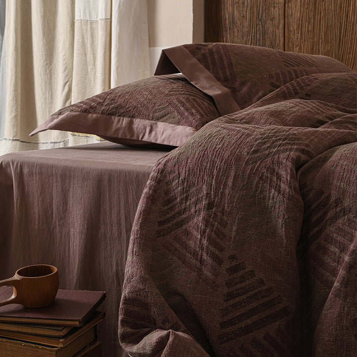 Geometric Reversible Cotton-Blend Duvet Cover Set with Pillow Shams