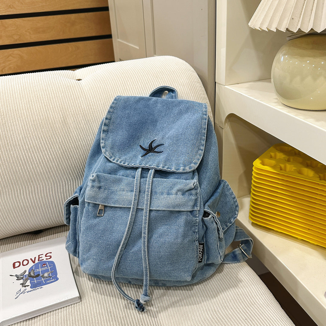 Stylish Denim Drawstring Backpack Stornfield