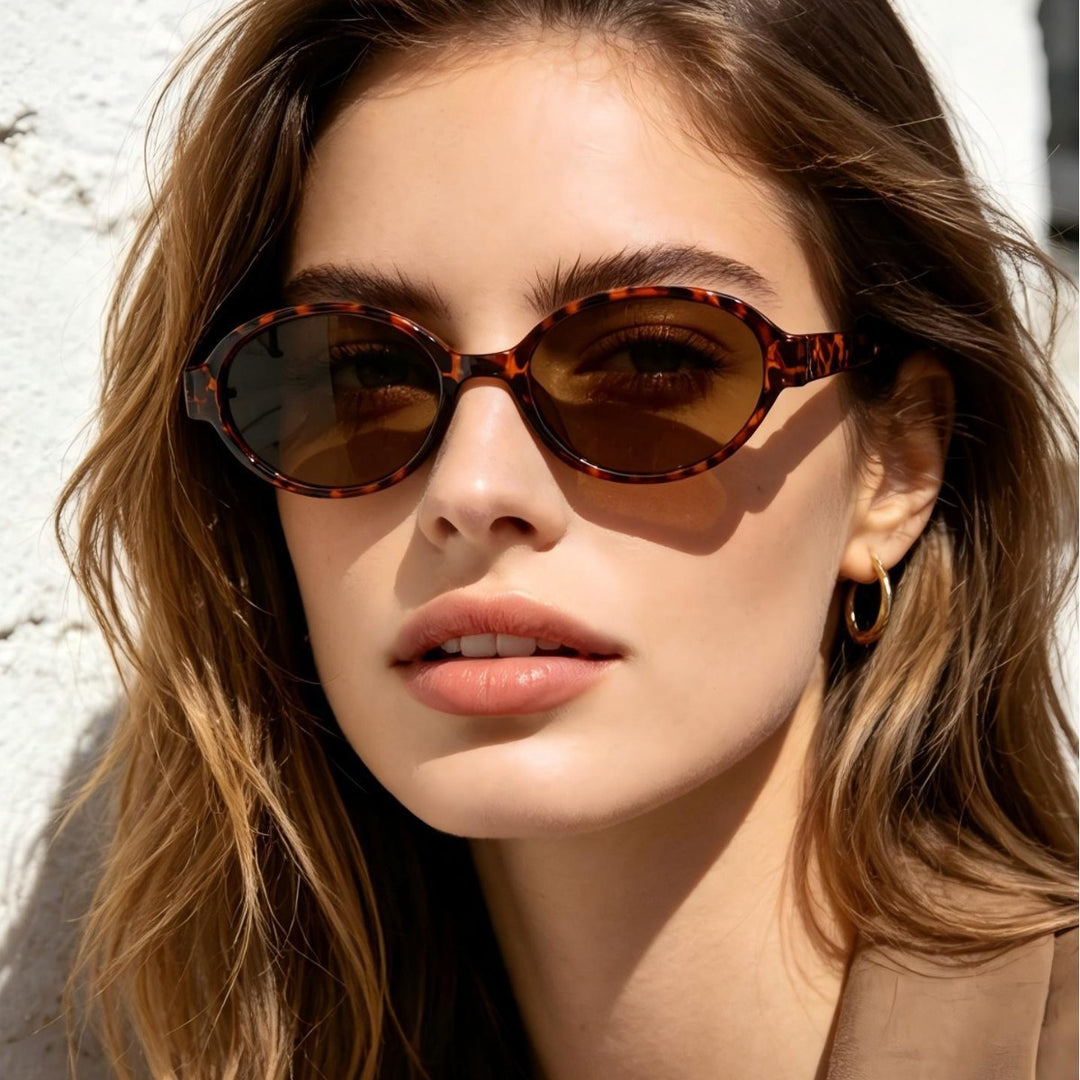 Women's fashionable oval sunglasses with animal pattern Stornfield