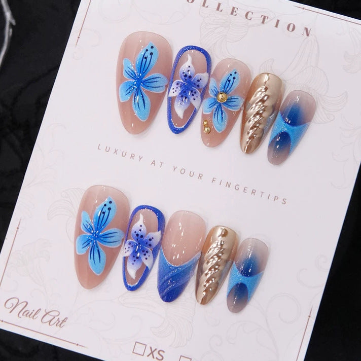 Artistic Floral Press-On Nail Set