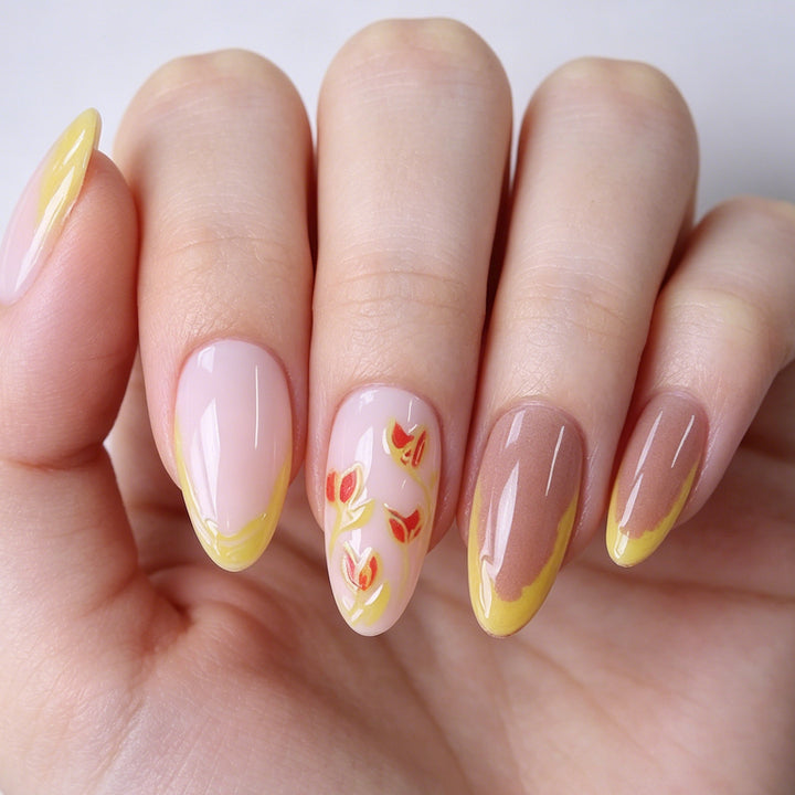 Elegant Floral Acrylic Nail Art Extensions Stornfield
