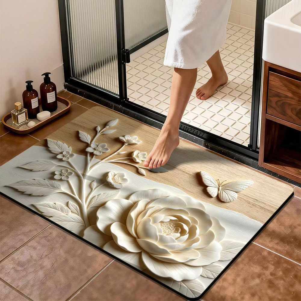 Premium Floral Design Bath Mat Stornfield