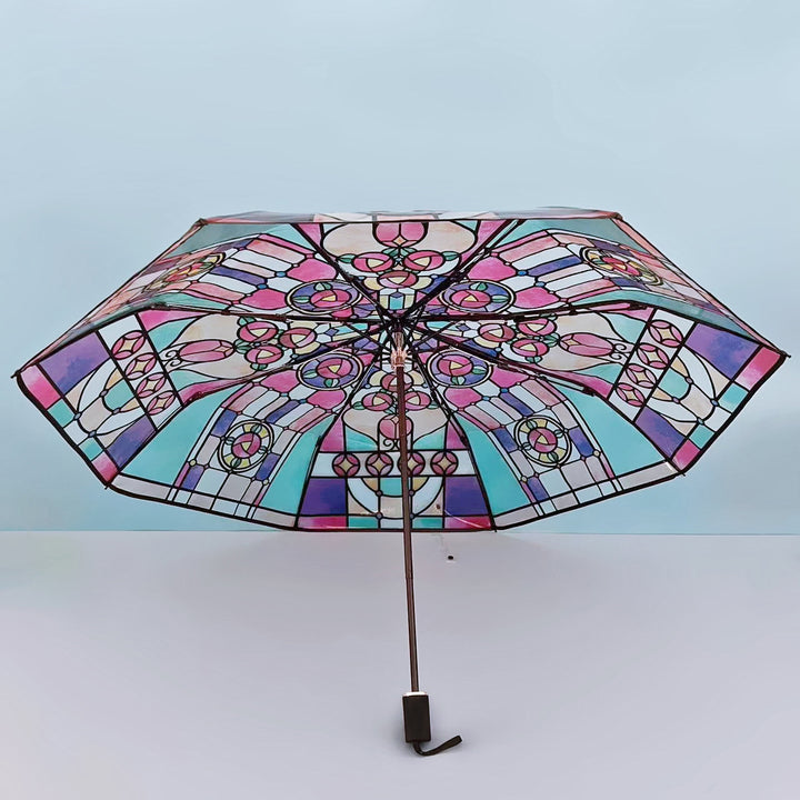 Women Folding Umbrella with Artistic Glass Window Design Stornfield