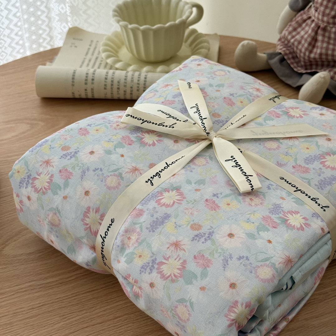 Floral-Print Cotton-Linen Duvet Cover Gift Set with Reversible Finish and Deep-Corner Ties