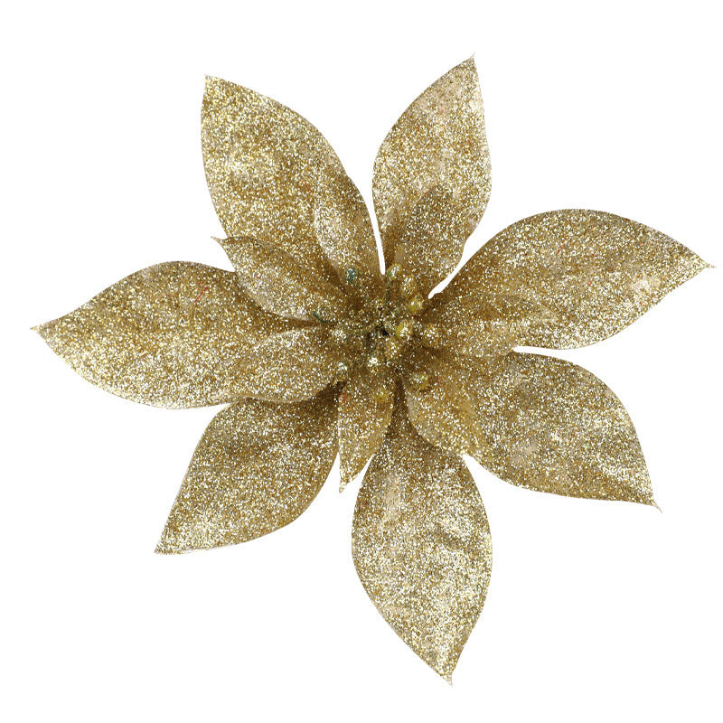Glittering Poinsettia Flower Ornaments Stornfield