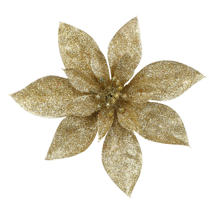 Glittering Poinsettia Flower Ornaments Stornfield