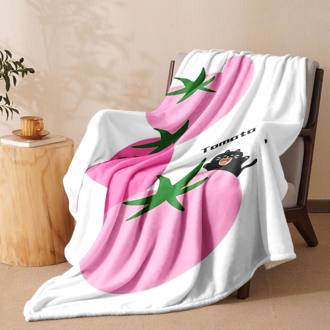 Whimsical Tomato Print Fleece Throw Blanket