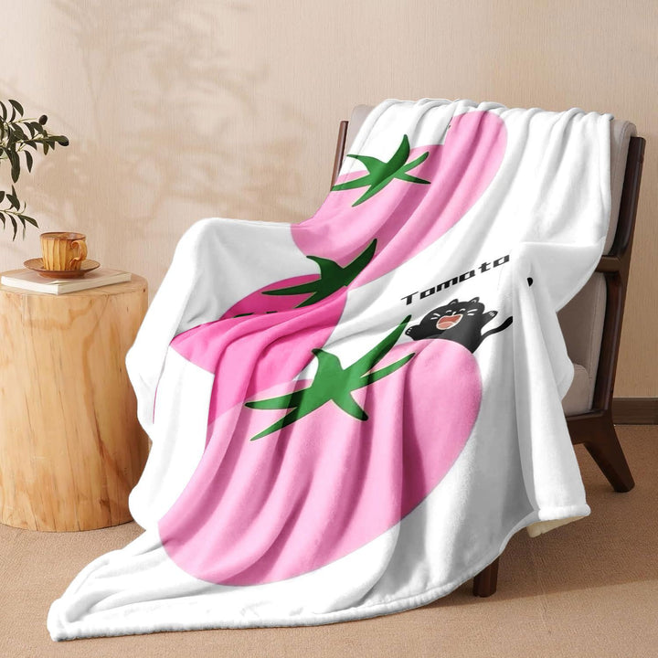 Whimsical Tomato Print Fleece Throw Blanket