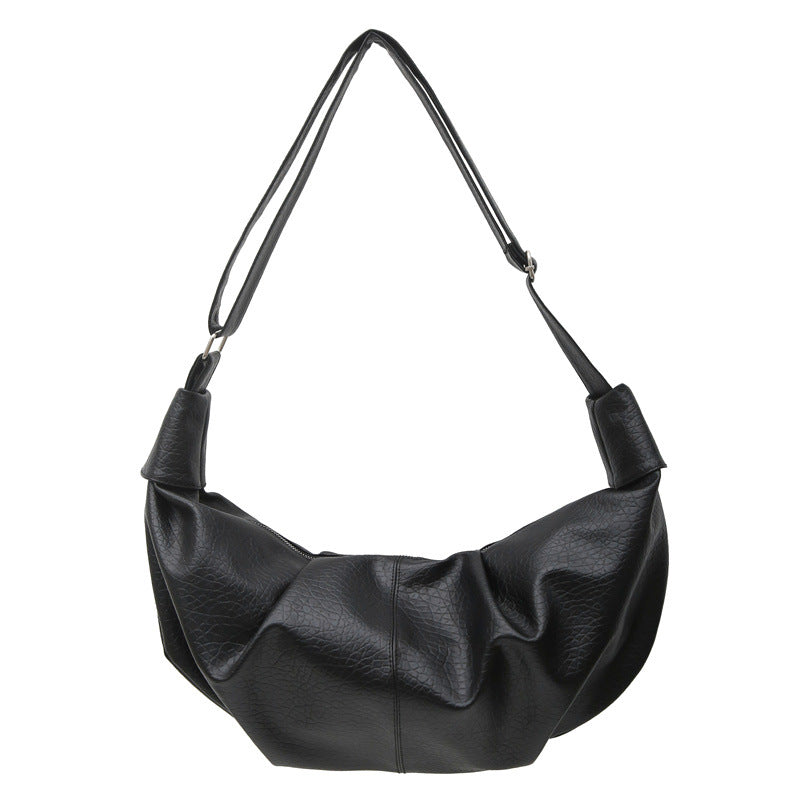 Textured Leather Slouchy Shoulder Bag