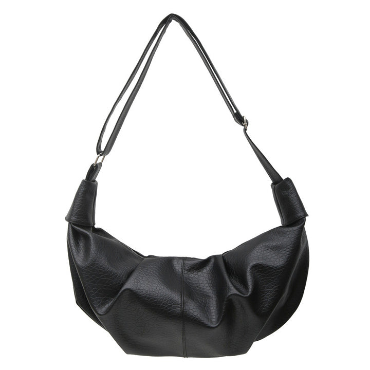 Textured Leather Slouchy Shoulder Bag