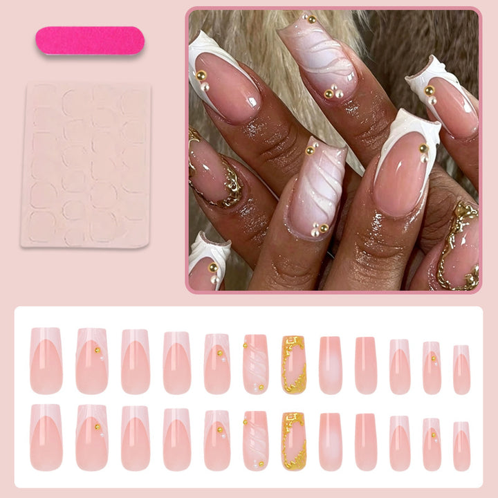Artificial nail set with elegant gold accents Stornfield