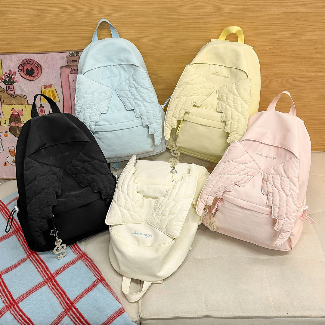Cute Wing-Embellished Casual Backpack Stornfield