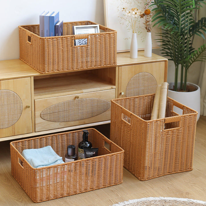 Handwoven Storage Basket with Cutout Handles Stornfield