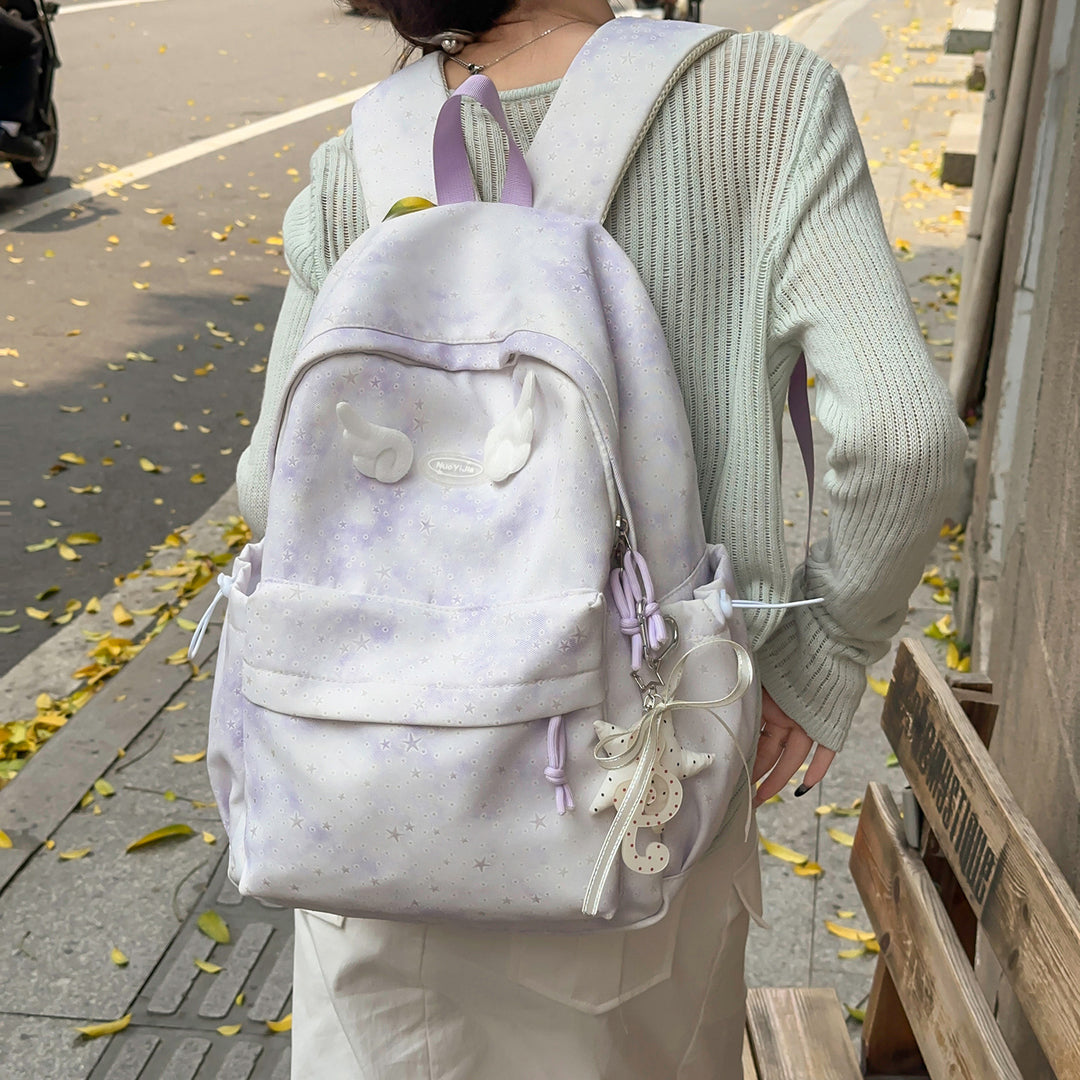 Functional Backpack with Decorative Wing Accents Stornfield
