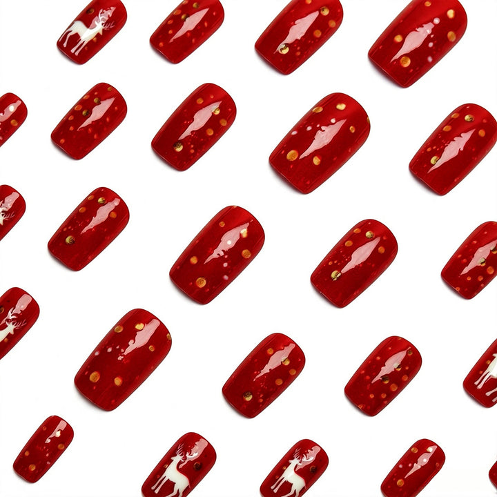 Creative artificial nails with festive reindeer design Stornfield